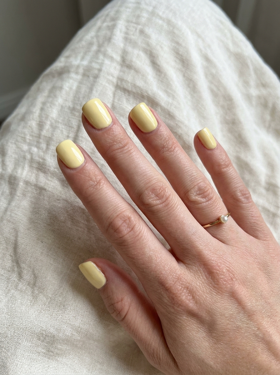Butter Yellow Square Nails als Nägel Square Sommer Inspiration 2026